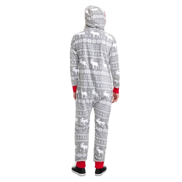 Tipsy Elves Men's Grey‎ Moose Fair Isle Christmas Onesie Jumpsuit Size XS - NWOT - Picture 2 of 11